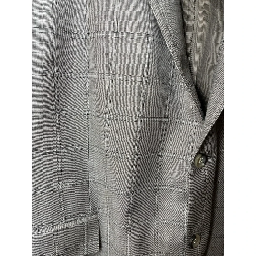 Brooks Brothers sport coat 1818 collections gry & tan/brown plaid Italy 50L Wool